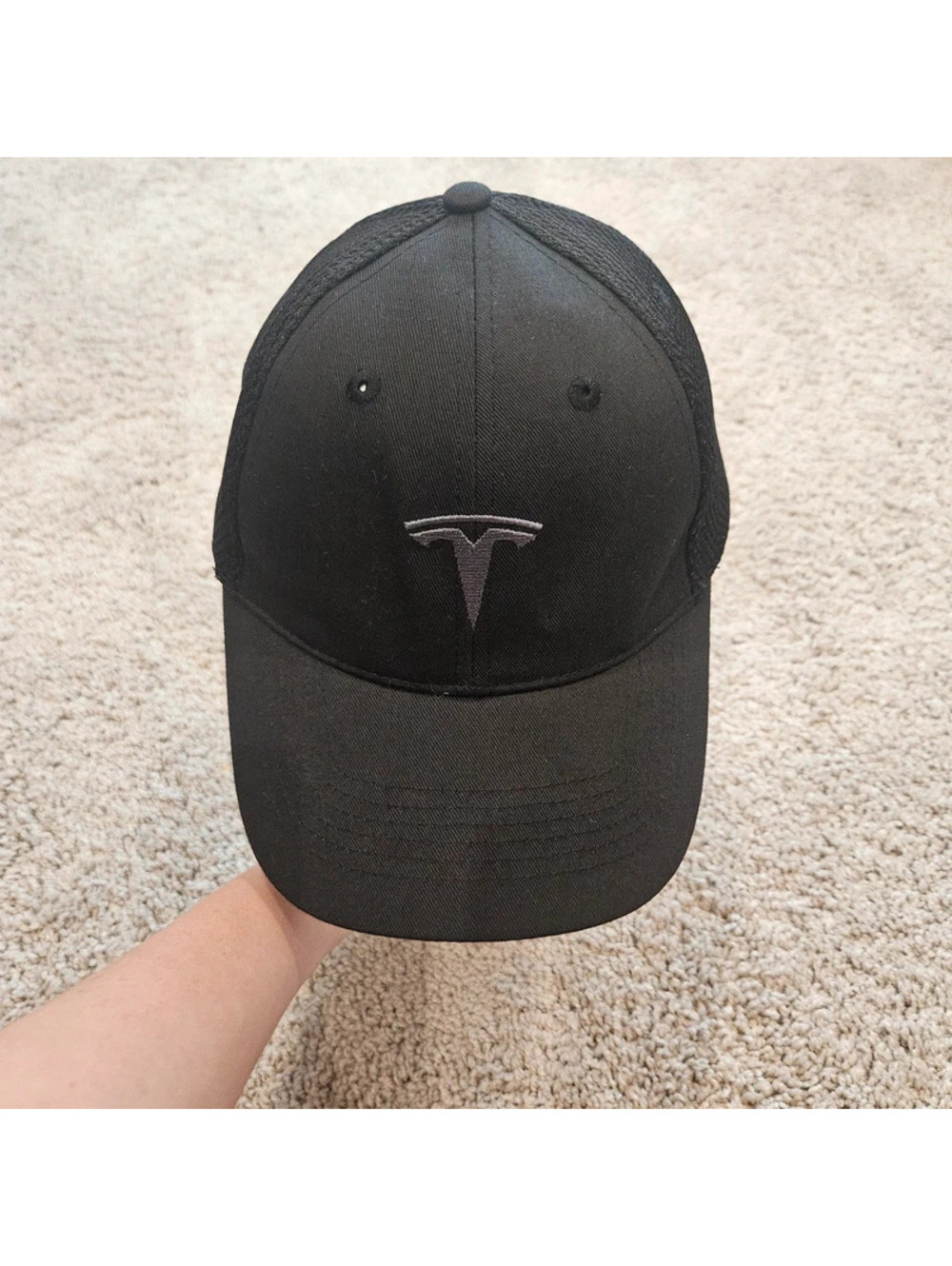 Tesla Official Black Logo Trucker Mesh Baseball Cap